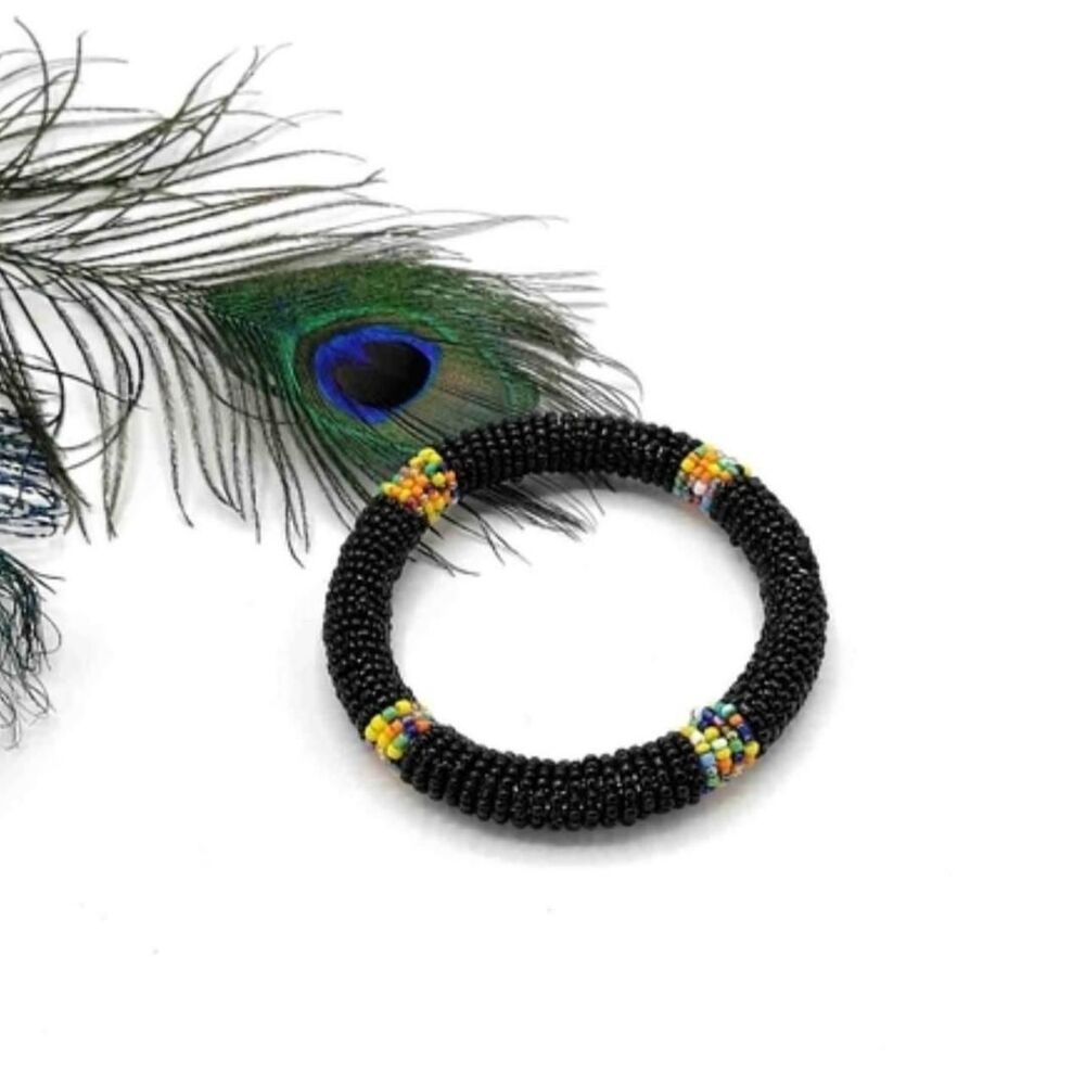 New Black Maasai Beaded Bracelet Bangle Handmade Jewelry Ethnic African Bracelet